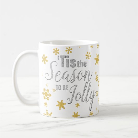 Weihnachten Die Jahreszeit Snowflake Silver Gold Kaffeetasse (Links)