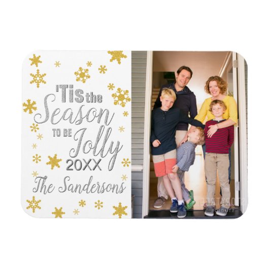 Weihnachten Die Jahreszeit Snowflake Silver Gold Magnet (Horizontal)