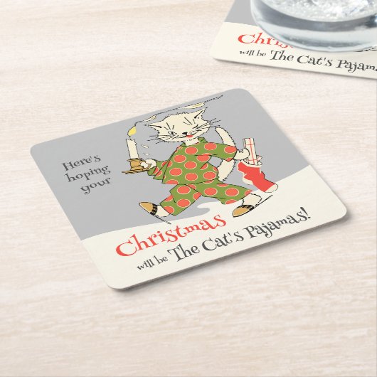 Weihnachten Die Katze's Schlafanzug CC1273 Funny Rechteckiger Pappuntersetzer (angewinkelt)