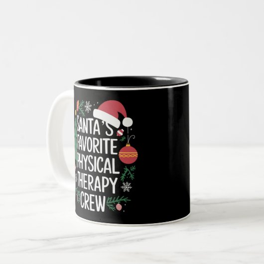 Weihnachten: Die Lieblingstherapie der Weihnachtsz Zweifarbige Tasse (Vorderseite Links)