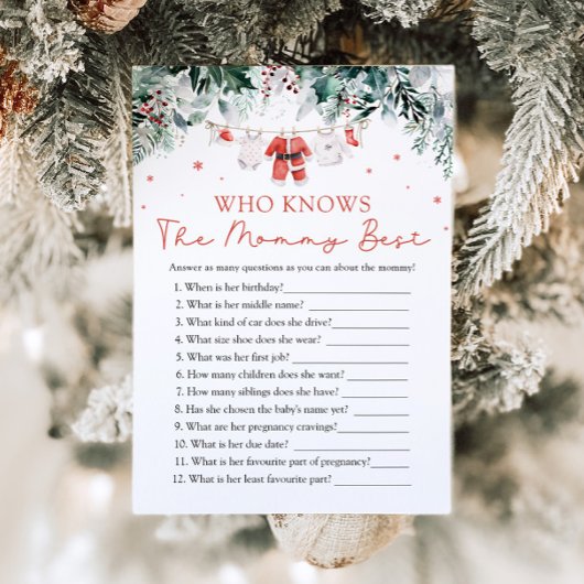 Weihnachten, die Mommy Best Baby Shower Game kenne Einladung