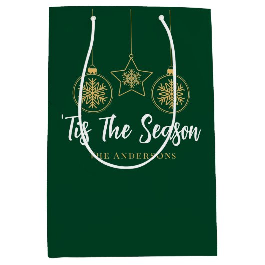 Weihnachten 'Dies ist die Jahreszeit Grün Gold, We Mittlere Geschenktüte (Vorderseite)