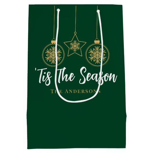 Weihnachten 'Dies ist die Jahreszeit Grün Gold, We Mittlere Geschenktüte (Rückseite)