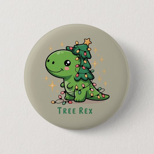 Weihnachten Dinosaur Party Funny Trex Button (Vorderseite)