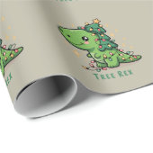 Weihnachten Dinosaur Party Funny Trex Geschenkpapier (Rolleneckpunkt)