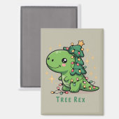 Weihnachten Dinosaur Party Funny Trex Magnet (Vorderseite/Rückseite)