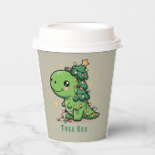 Weihnachten Dinosaur Party Funny Trex Pappbecher (Vorderseite)
