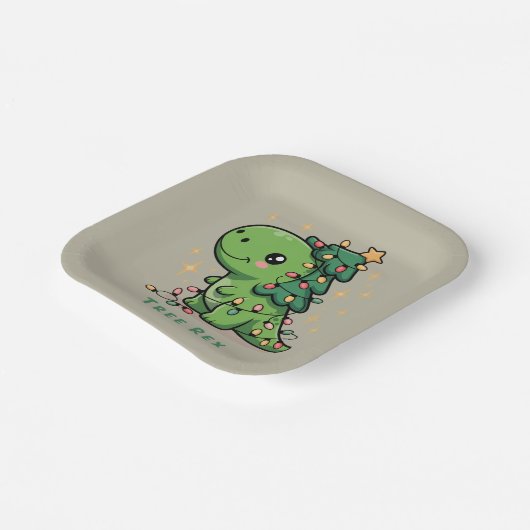 Weihnachten Dinosaur Party Funny Trex Pappteller (Gewinkelt)