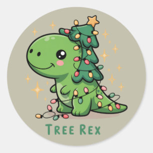 Weihnachten Dinosaur Party Funny Trex Runder Aufkleber