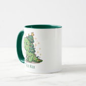 Weihnachten Dinosaur Party Funny Trex Tasse (Vorderseite Links)
