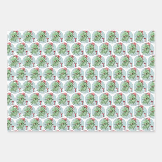 Weihnachten Dinosaur T-Rex Urlaub Geschenkpapier Set (Vorderseite 2)