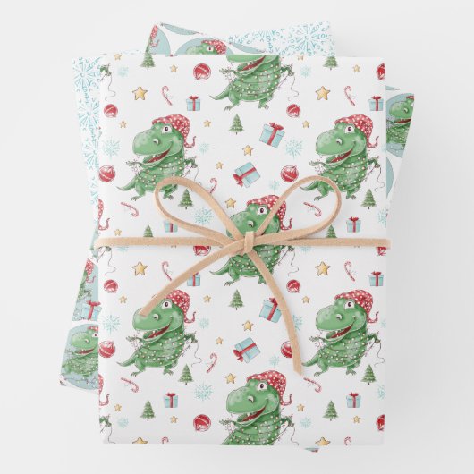 Weihnachten Dinosaur T-Rex Urlaub Geschenkpapier Set (Beispiel)