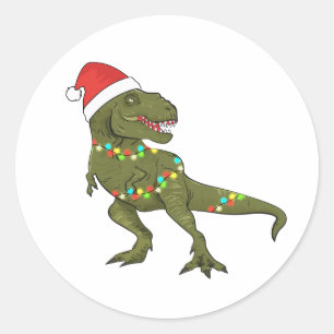 Weihnachten Dinosaur T-Rex Weihnachtskleber Runder Aufkleber