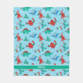 Weihnachten Dinosaurier Kinder Spaß Urlaub Persona Fleecedecke (Vorderseite)