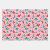 Weihnachten Dinosaurier Kinder Spaß Winterurlaub Geschenkpapier Set (Vorderseite 3)