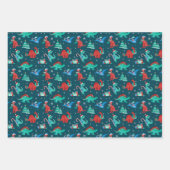 Weihnachten Dinosaurier Kinder Spaß Winterurlaub Geschenkpapier Set (Vorderseite 3)