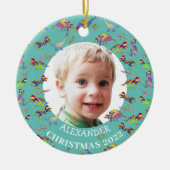Weihnachten Dinosaurier Personalisiertes Foto 2022 Keramik Ornament (Vorne)