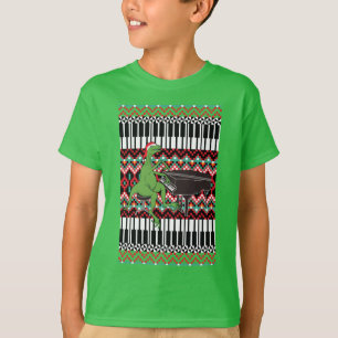 Weihnachten-Dinosaurier-Piano T-Shirt