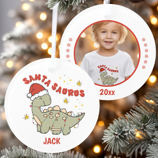 Weihnachten Dinosaurier Santasaurus Name Foto Orna Ornament