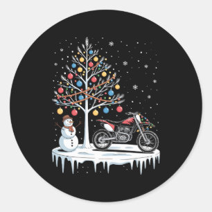Weihnachten Dirt Bike Motorrad Schneemann Baum Xma Runder Aufkleber