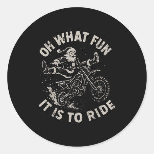 Weihnachten Dirt Bike Santa Motocross Born To Slei Runder Aufkleber