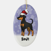 Weihnachten Doberman Pinscher (Diskettenohren) Keramikornament (Rechts)