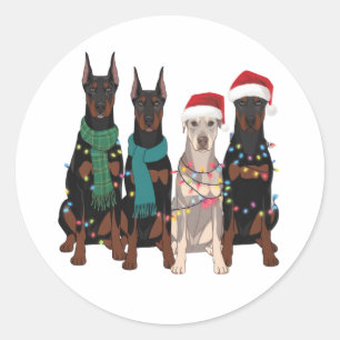 Weihnachten Dobermann Liebhaber Hundemama Feiertag Runder Aufkleber
