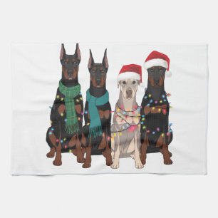 Weihnachten Dobermann Liebhaber Hundemutter Feiert Geschirrtuch