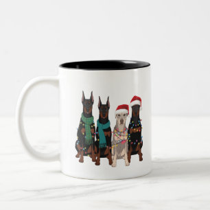 Weihnachten Dobermann Liebhaber Hundemutter Feiert Zweifarbige Tasse