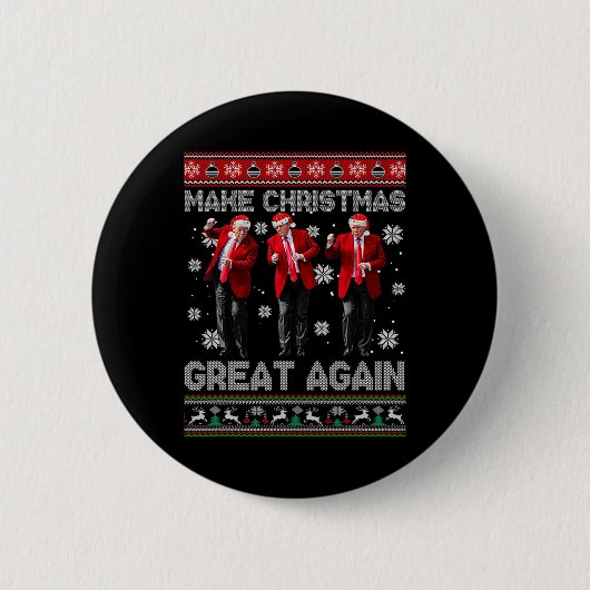 Weihnachten Donald Trump Präsident 2024 Tanzfunn Button (Vorderseite)