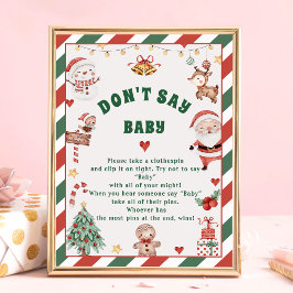 Weihnachten "Don't Say Baby" Baby Duschspielkarten Poster