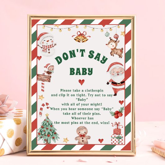 Weihnachten "Don't Say Baby" Baby Duschspielkarten Poster
