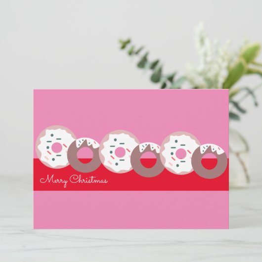 Weihnachten Donuts Sprinkles Bäckerei Frohe Weihna Einladung (Stehend Vorderseite)