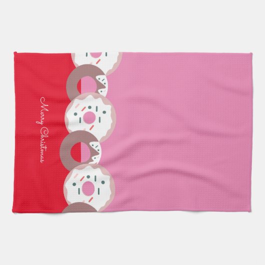 Weihnachten Donuts Sprinkles Bäckerei Frohe Weihna Geschirrtuch (Horizontal)
