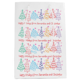 Weihnachten Doodle Moderner Minimaler Spaß Festlic Mittlere Geschenktüte