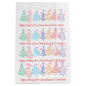 Weihnachten Doodle Moderner Minimaler Spaß Festlic Mittlere Geschenktüte (Rückseite)