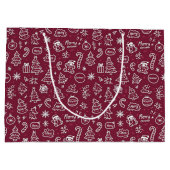 Weihnachten Doodles Lila Frohe Weihnachten Große Geschenktüte (Rückseite)