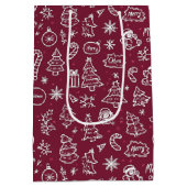 Weihnachten Doodles Lila Frohe Weihnachten Mittlere Geschenktüte (Rückseite)