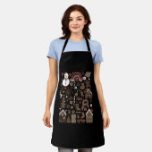 Weihnachten Doodles Retro Holiday Vintage Bäume Schürze (Getragen)