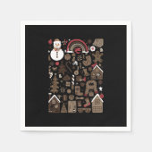 Weihnachten Doodles Retro Holiday Vintage Bäume Serviette (Vorderseite)