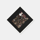 Weihnachten Doodles Retro Holiday Vintage Bäume Serviette (Ecke)