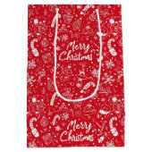Weihnachten Doodles Rot Frohe Weihnachten Mittlere Geschenktüte (Rückseite)