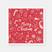 Weihnachten Doodles Rot Frohe Weihnachten Serviette (Vorderseite)
