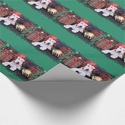 Weihnachten - Draht-Foxterrier - Dexter Geschenkpapier (Ecke)
