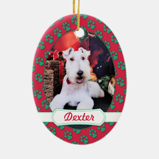 Weihnachten - Draht-Foxterrier - Dexter Keramikornament (Hinten)