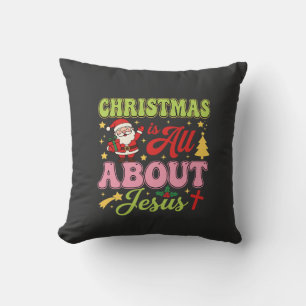 Weihnachten dreht sich um Jesus Retro Kissen