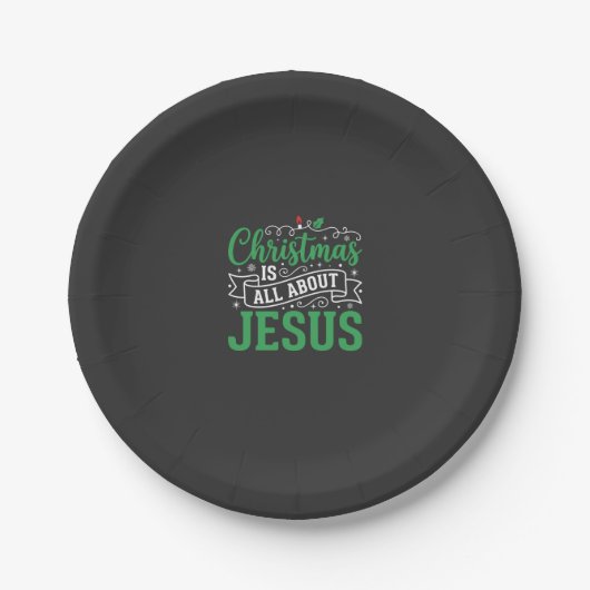 Weihnachten dreht sich um Jesus-Typografie Pappteller (Vorderseite)