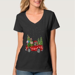 Weihnachten Drei Flamingo Ride Red Truck Weihnacht T-Shirt