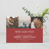 Weihnachten - Drei Foto Verlobung Ankündigung (Stehend Vorderseite)