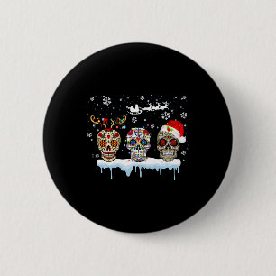 Weihnachten drei mexikanische Blume Zucker Schädel Button